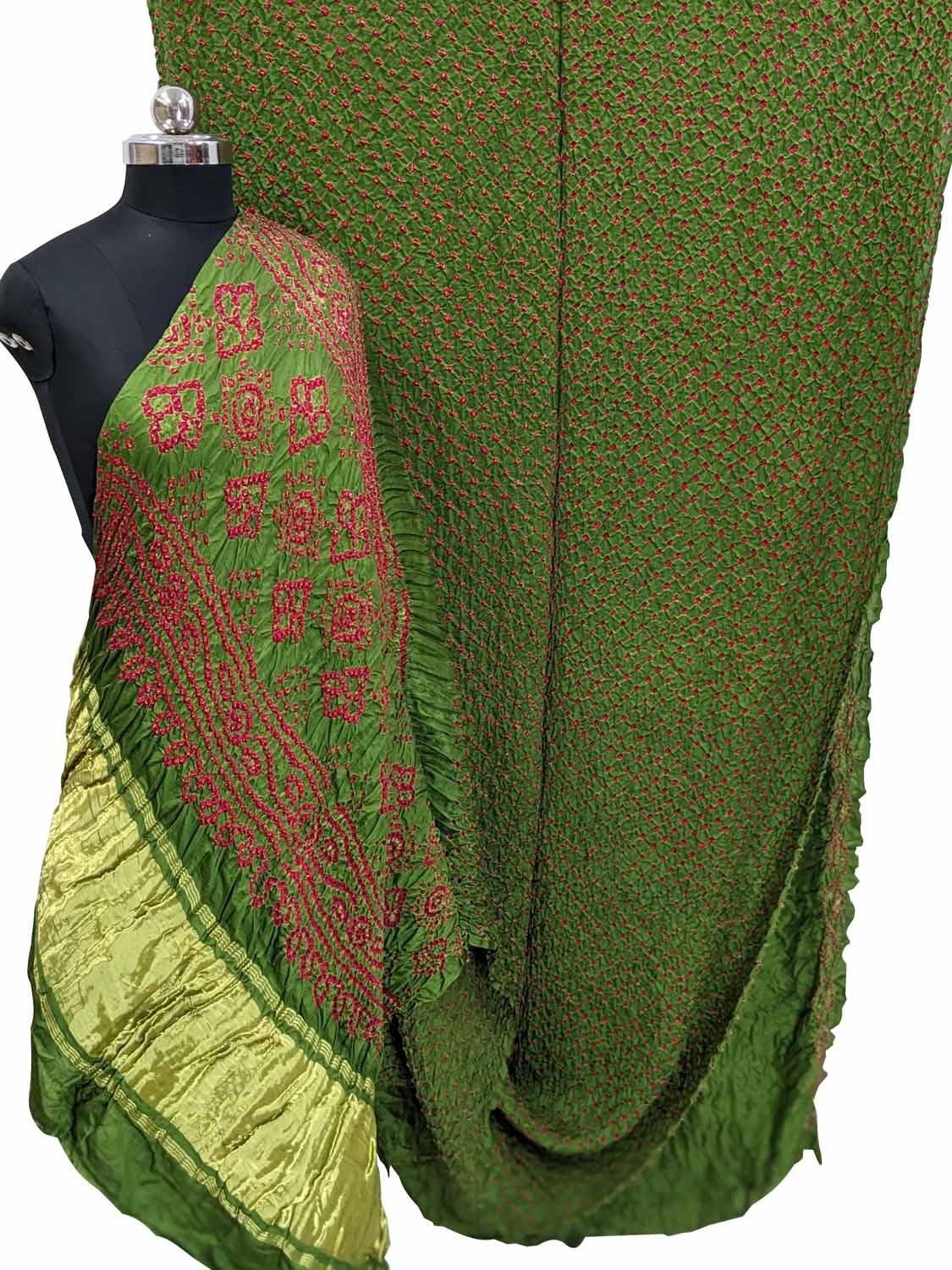 Green Bandhani Pure Gajji Silk Saree - Luxurion World