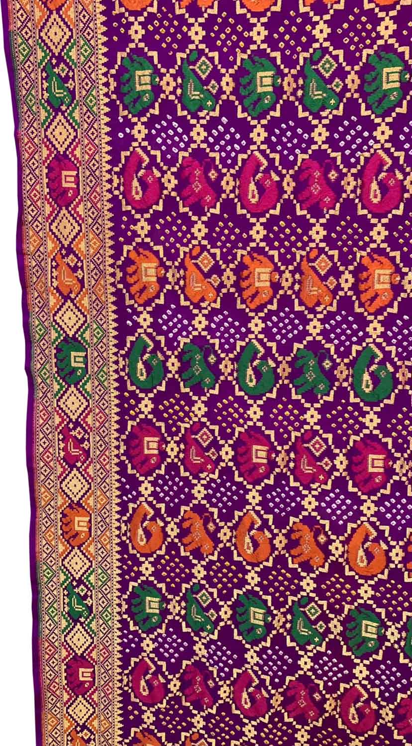 Exquisite Purple Banarasi Bandhani Georgette Saree with Meenakari Work - Luxurion World