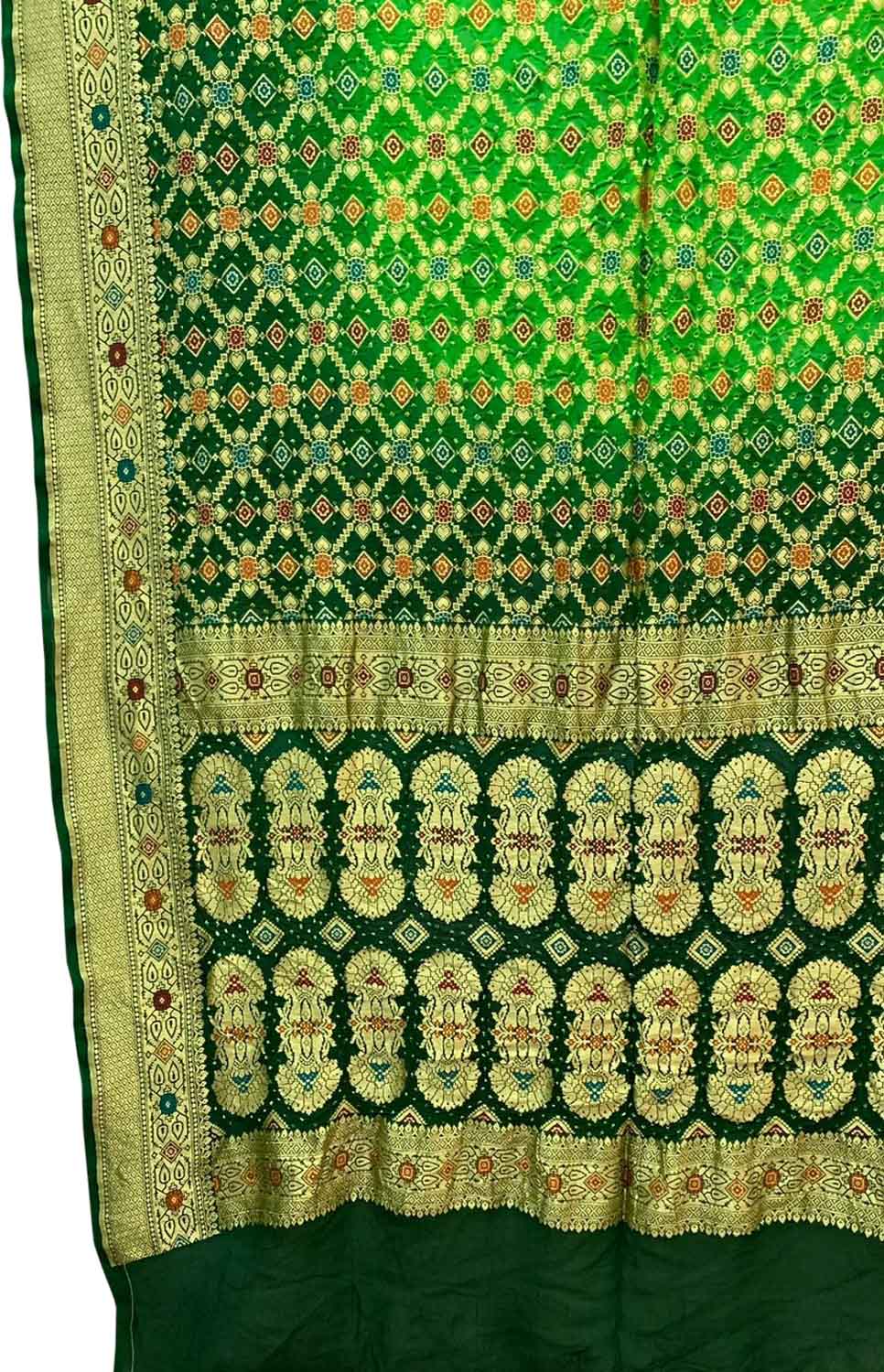 Stunning Green Banarasi Bandhani Georgette Saree with Meenakari Work - Luxurion World