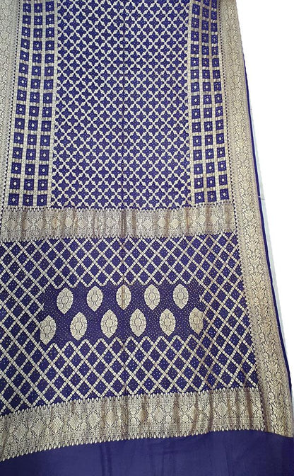 Blue Banarasi Bandhani Pure Georgette Saree - Luxurion World