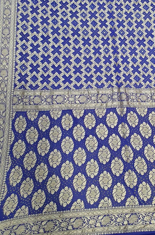 Blue Banarasi Bandhani Pure Georgette Saree