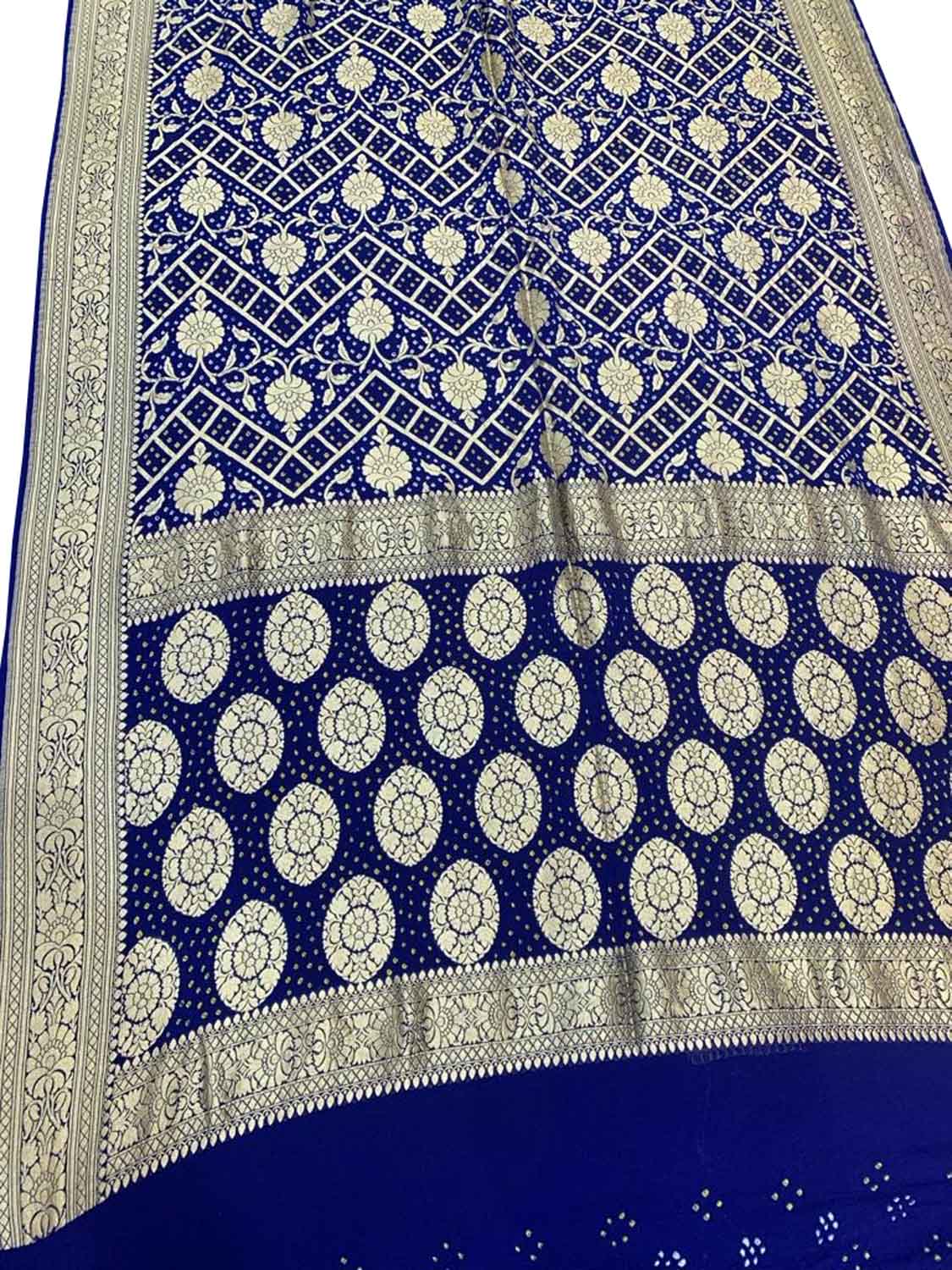 Blue Banarasi Bandhani Pure Georgette Saree - Luxurion World