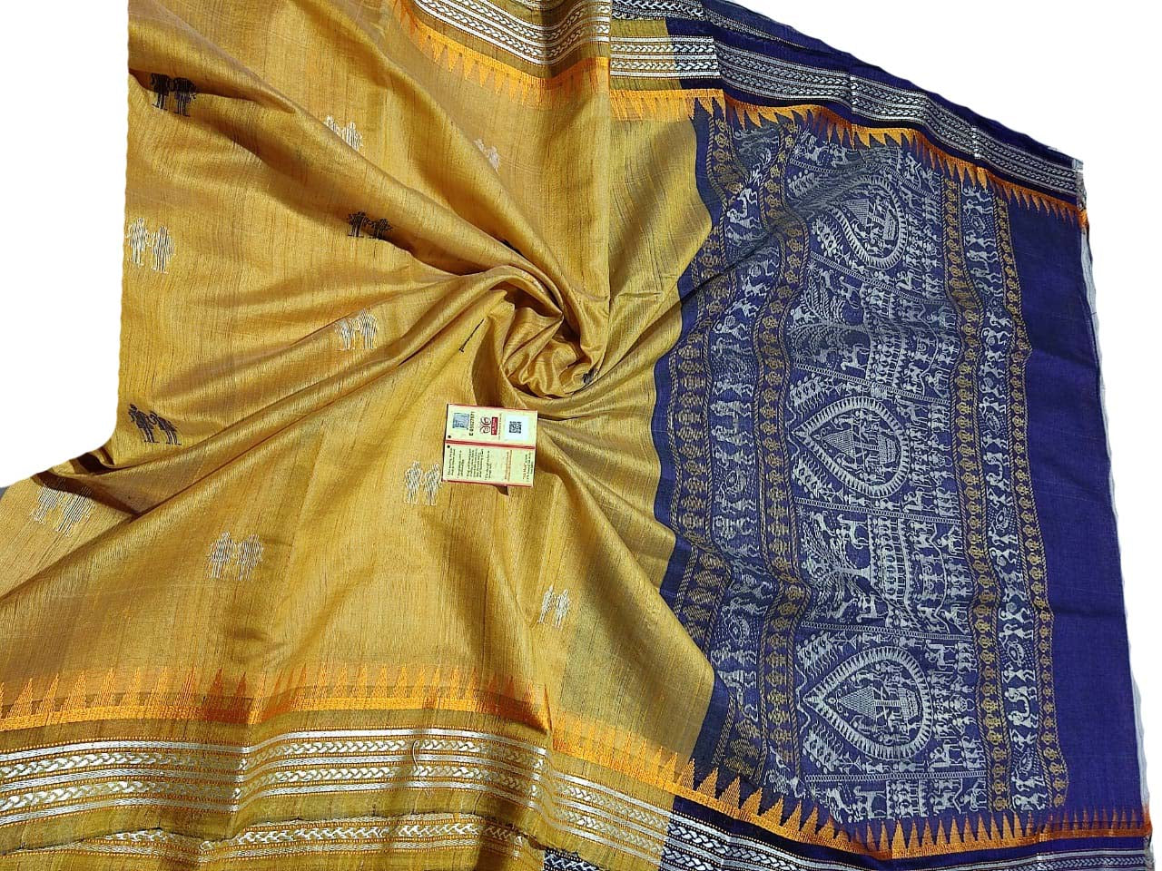 Yellow Handloom Bhagalpur Pure Tussar Silk Saree - Luxurion World