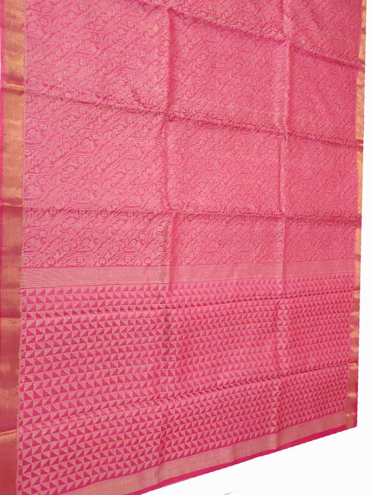 Pink Handloom Bhagalpur Pure Tussar Silk Saree - Luxurion World