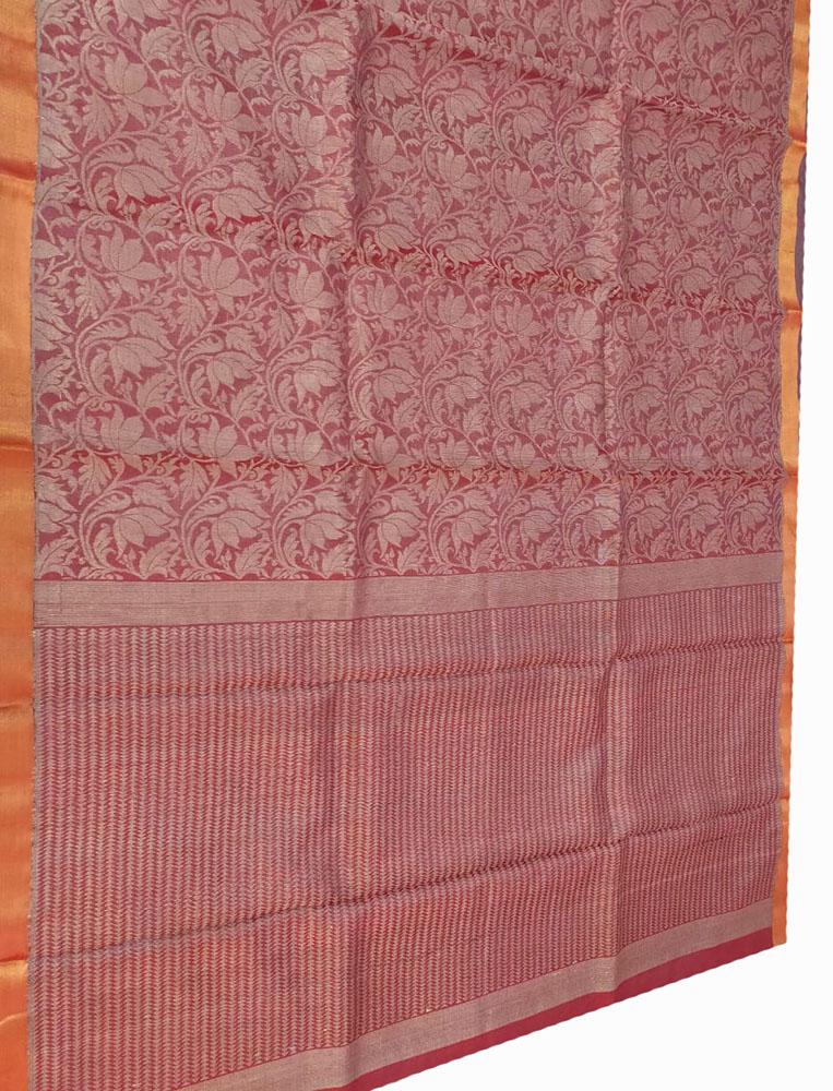 Red Handloom Bhagalpur Pure Tussar Silk Saree - Luxurion World