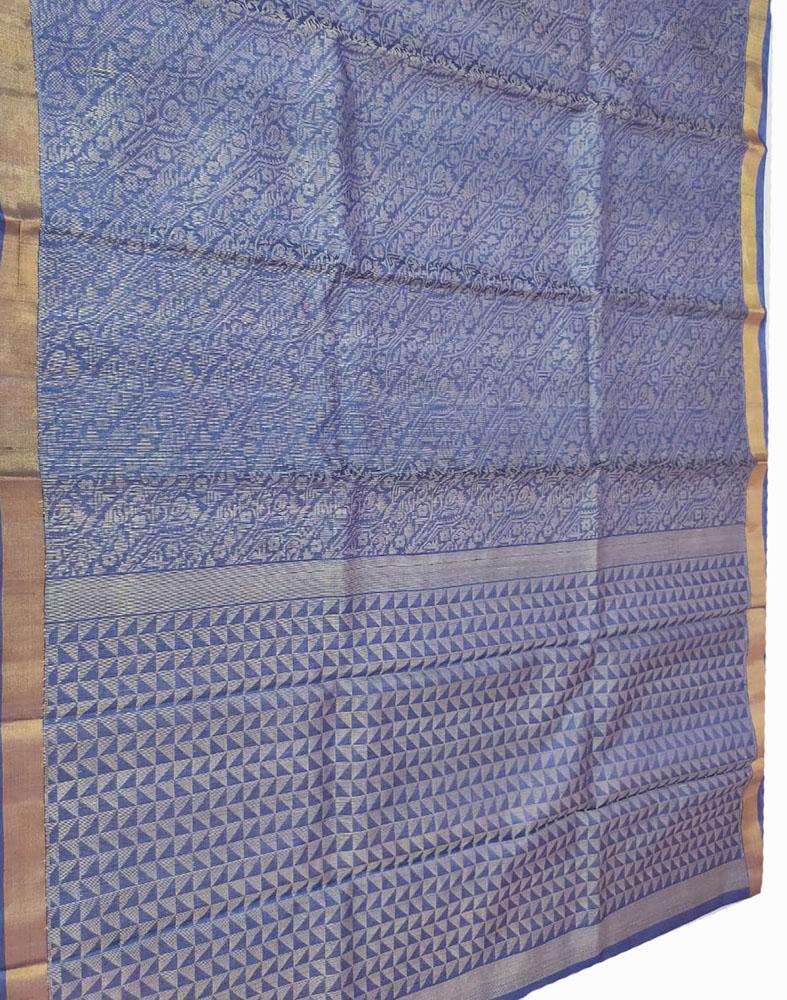 Blue Handloom Bhagalpur Pure Tussar Silk Saree - Luxurion World