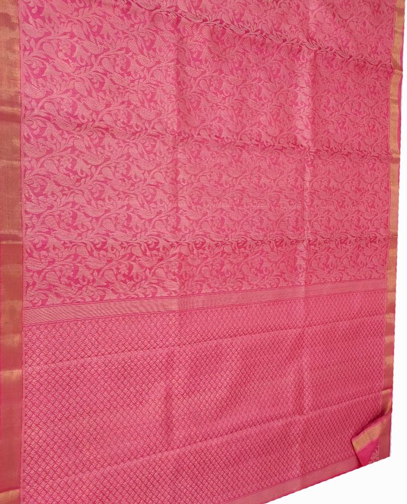 Pink Handloom Bhagalpur Pure Tussar Silk Saree - Luxurion World