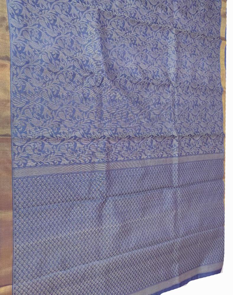 Blue Handloom Bhagalpur Pure Tussar Silk Saree - Luxurion World