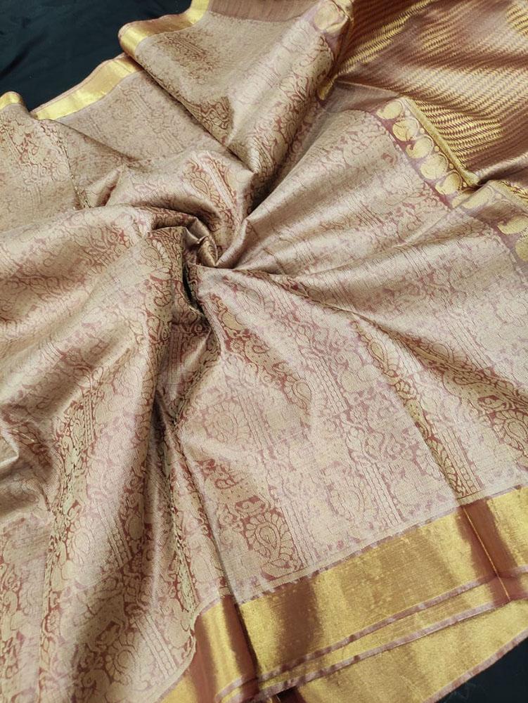 Pastel Handloom Bhagalpur Pure Tussar Silk Saree - Luxurion World
