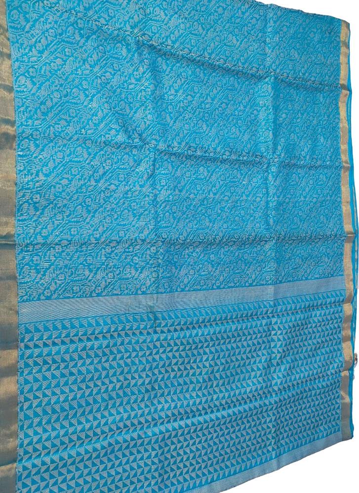 Blue Handloom Bhagalpur Pure Tussar Silk Saree - Luxurion World