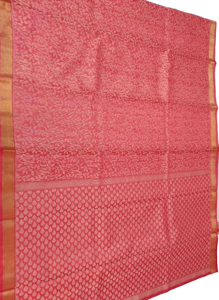Pink Handloom Bhagalpur Pure Tussar Silk Saree - Luxurion World
