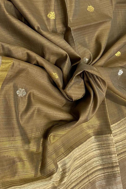 Pastel Bhagalpur Handloom Pure Tussar Silk Saree - Luxurion World