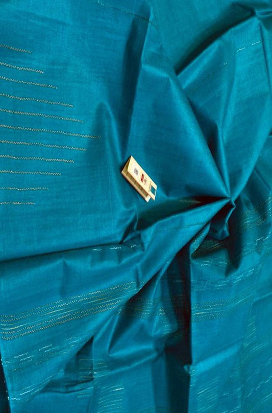 Blue Handloom Bhagalpur Tussar Silk Saree - Luxurion World