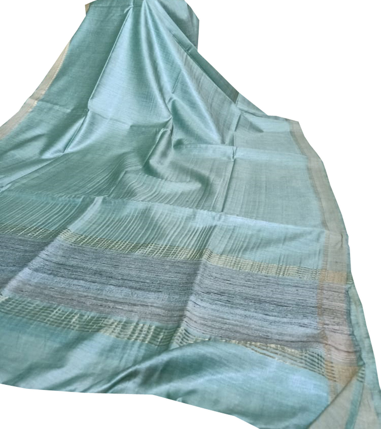 Blue Bhagalpur Handloom Pure Moonga Tussar Silk Saree - Luxurion World