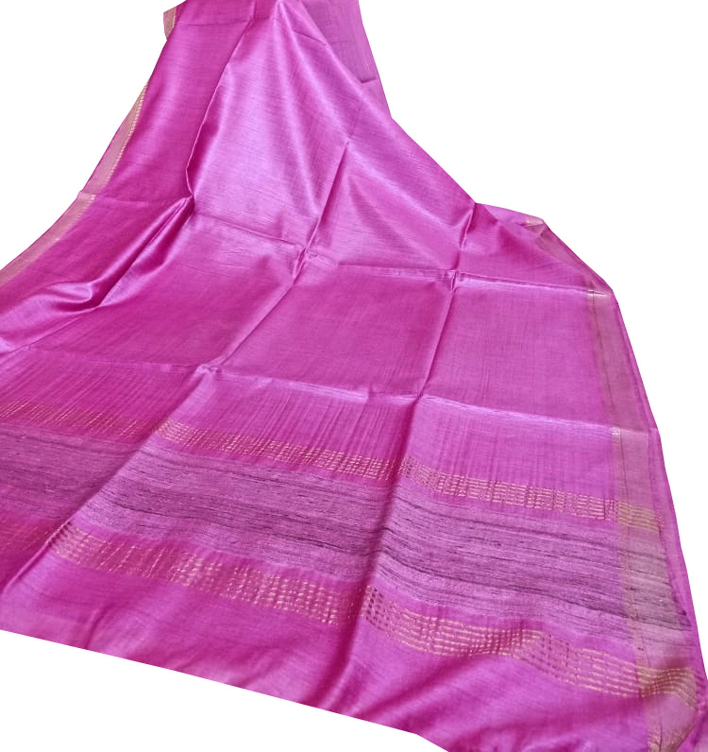 Pink Bhagalpur Handloom Pure Moonga Tussar Silk Saree - Luxurion World