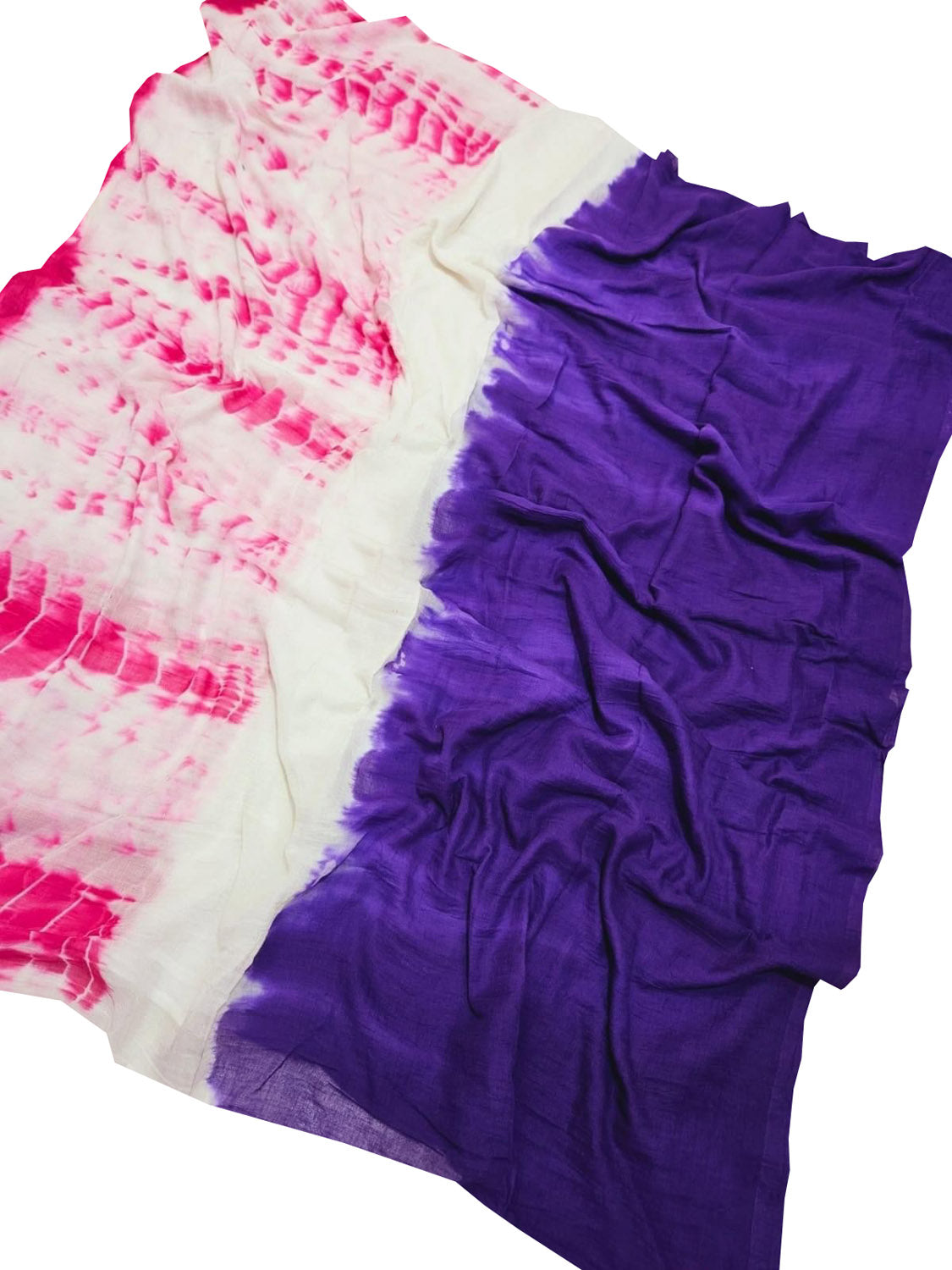 Multicolor Bhagalpur Mul Mul Cotton Shibori Design Saree - Luxurion World