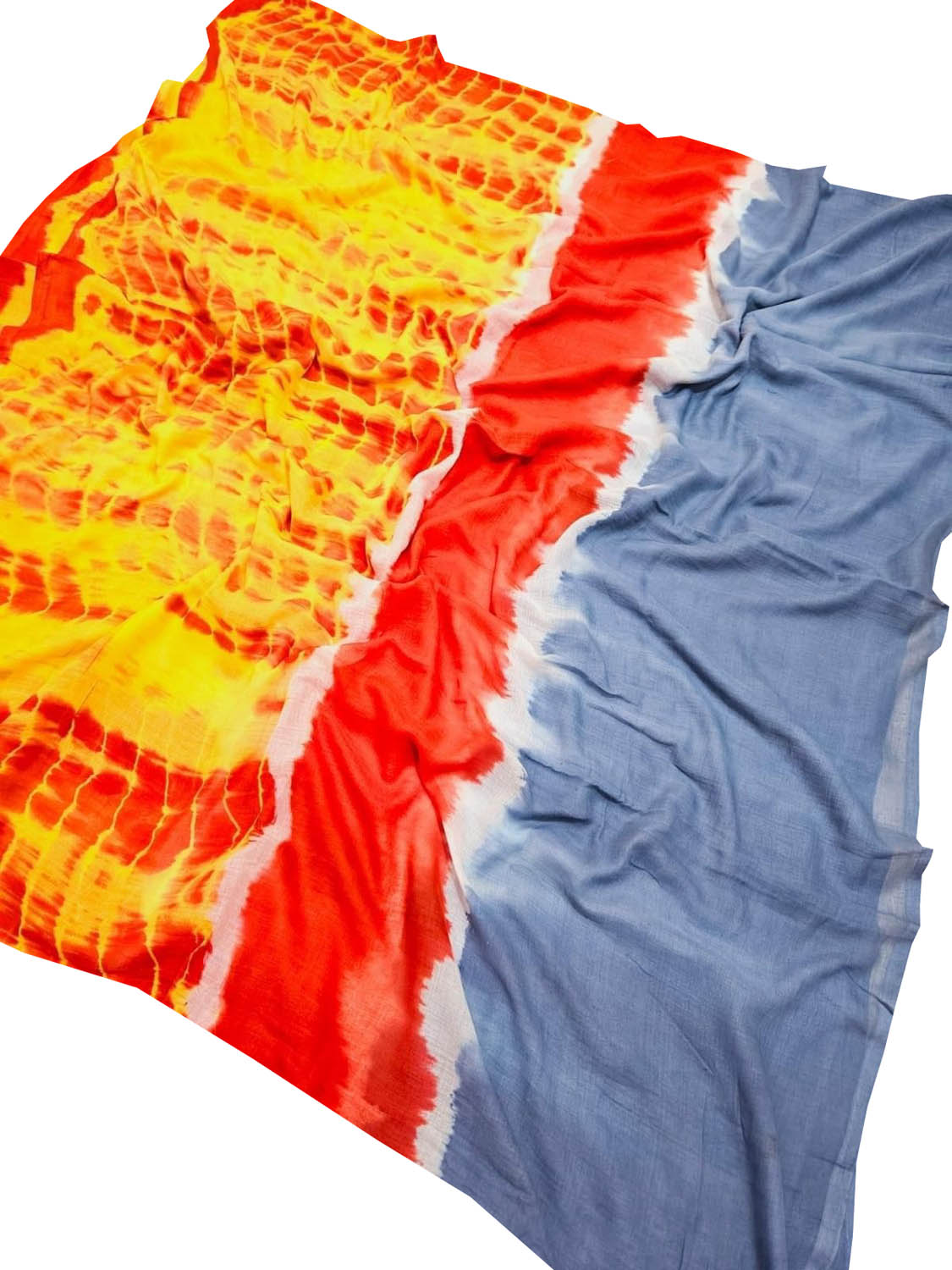 Multicolor Bhagalpur Mul Mul Cotton Shibori Design Saree - Luxurion World