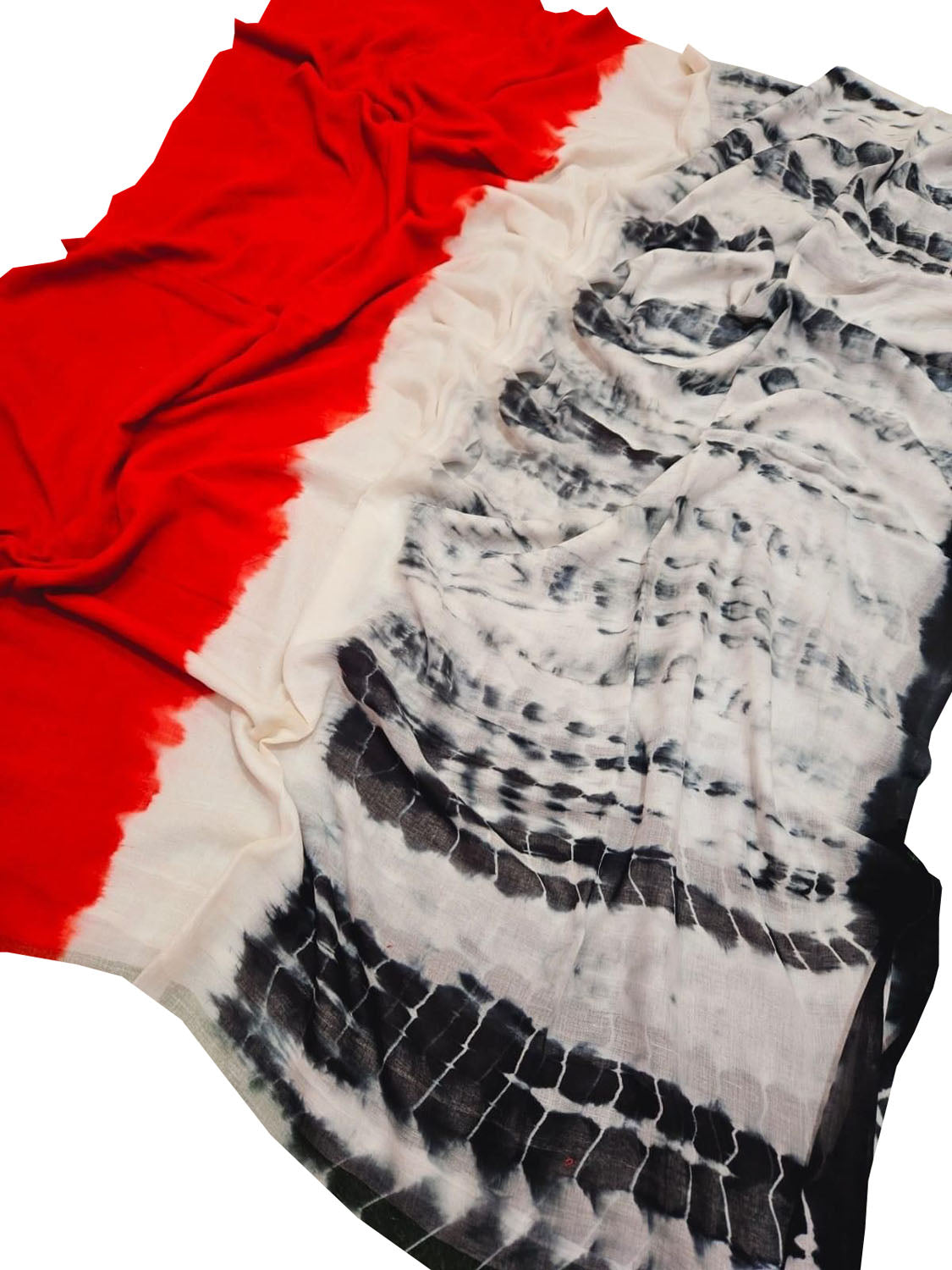 Multicolor Bhagalpur Mul Mul Cotton Shibori Design Saree - Luxurion World