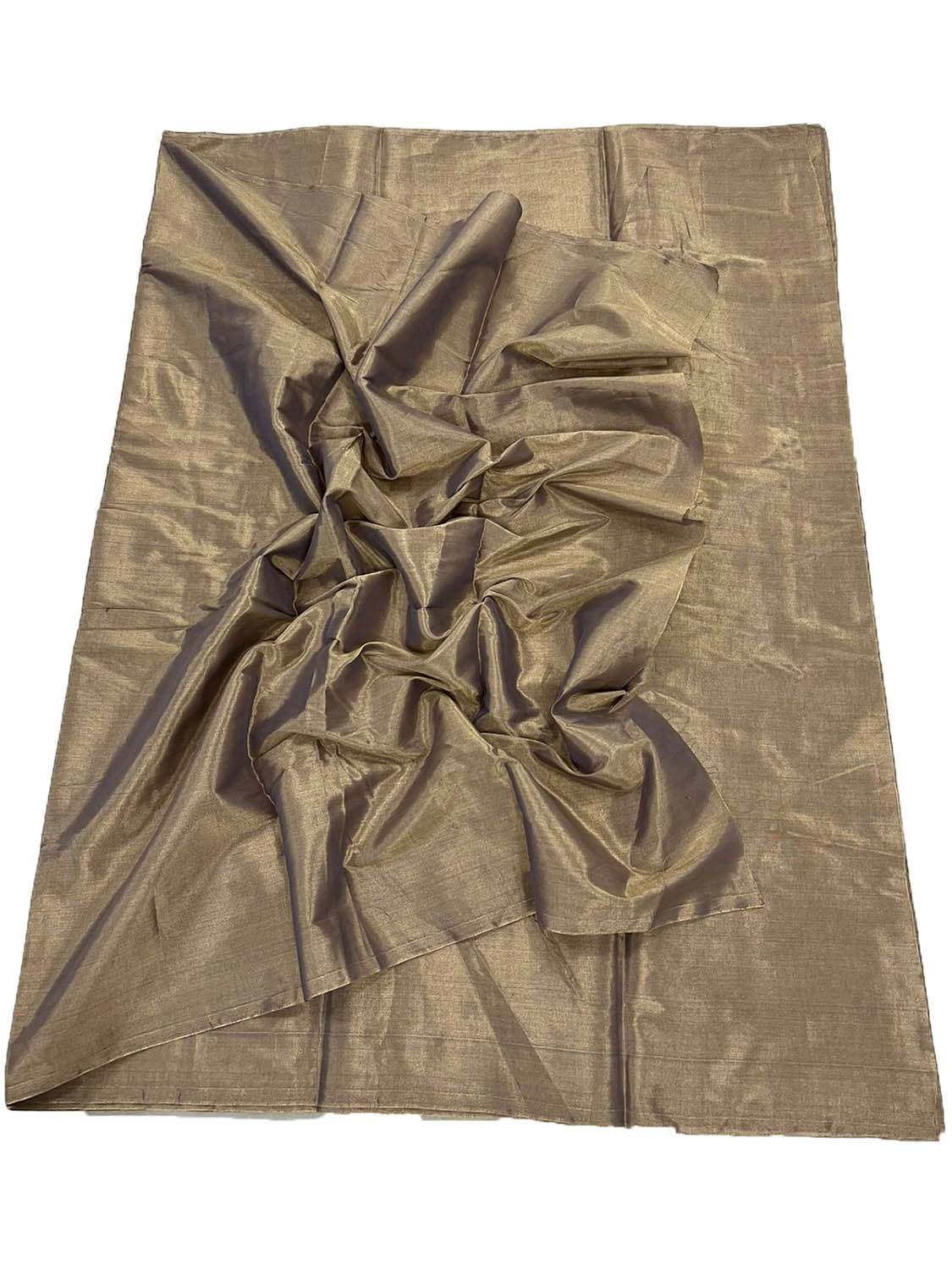 Golden Plain Chanderi Handloom Tissue Silk Saree - Luxurion World