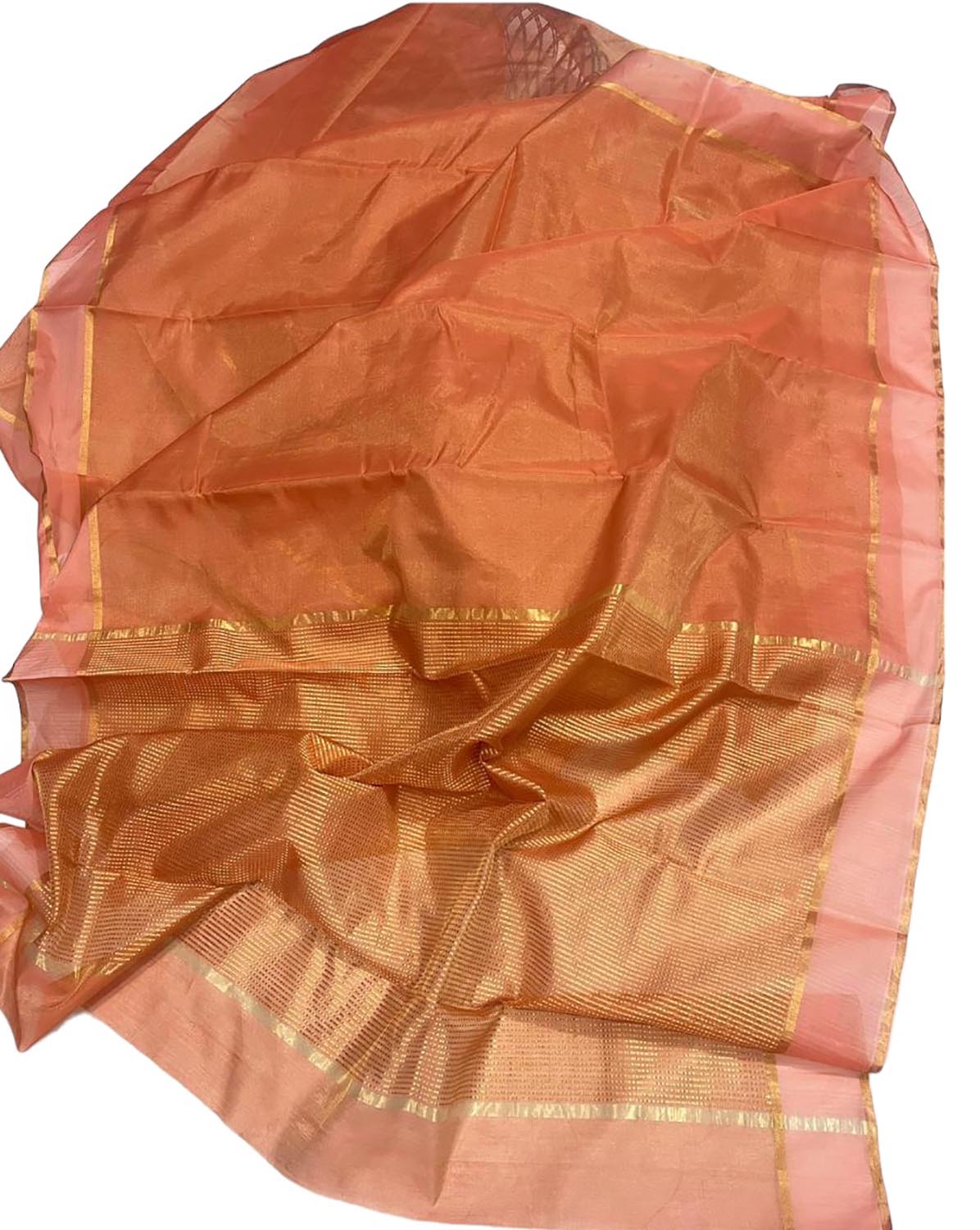 Exquisite Orange Chanderi Handloom Tissue Silk Saree - Pure Elegance - Luxurion World