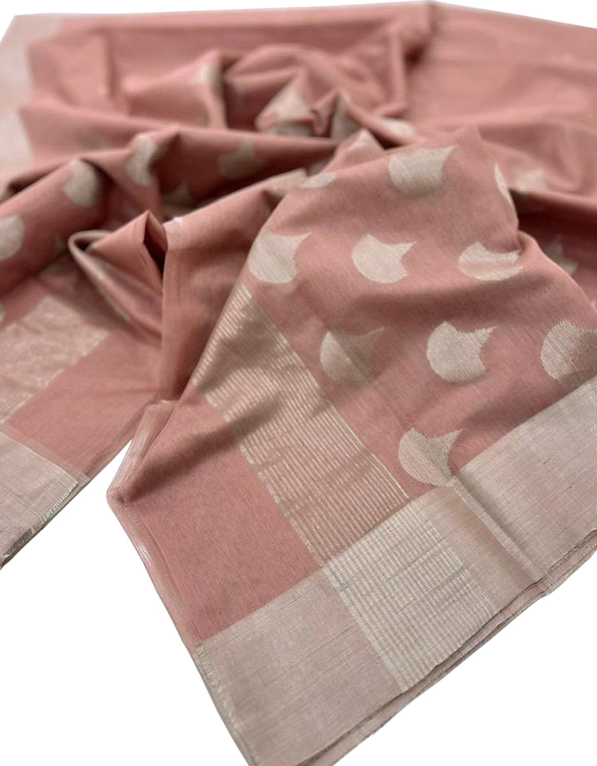 Pink Chanderi Handloom Cotton Silk Saree - Luxurion World