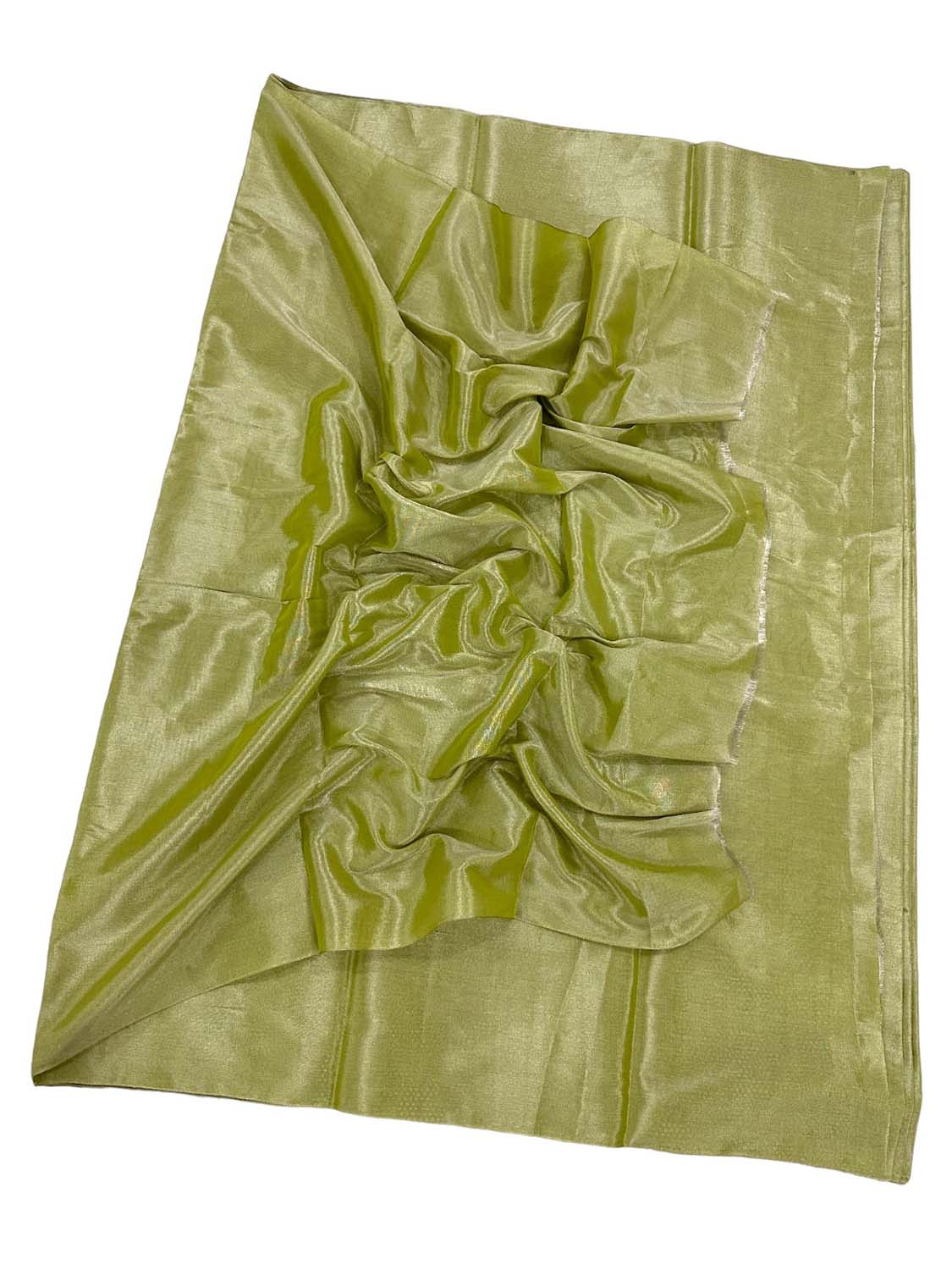 Green Chanderi Handloom Plain Tissue Silk Saree - Luxurion World