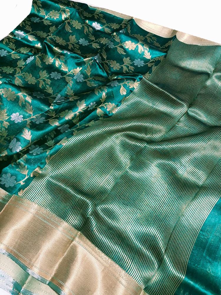 Green Handloom Chanderi Pure Silk Saree - Luxurion World