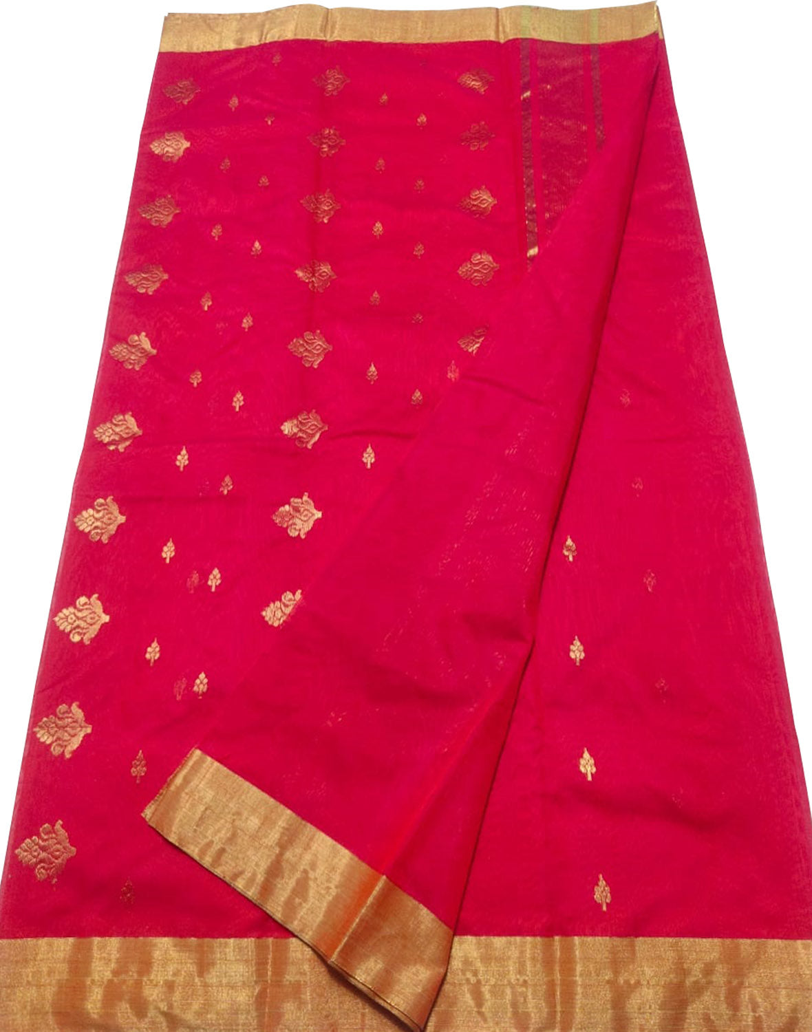 Pink Chanderi Handloom Cotton Silk Saree - Luxurion World