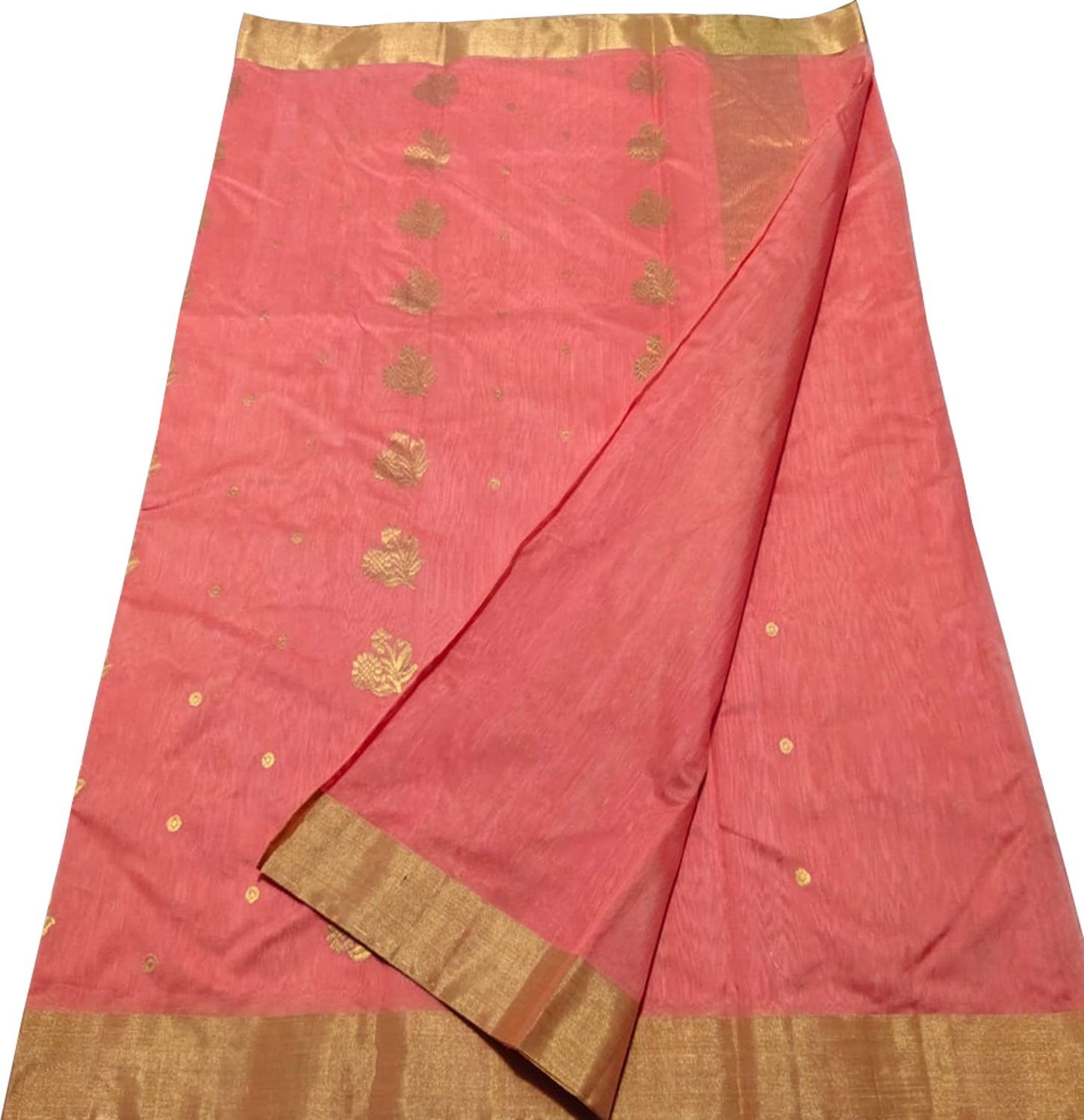 Pink Chanderi Handloom Cotton Silk Saree - Luxurion World