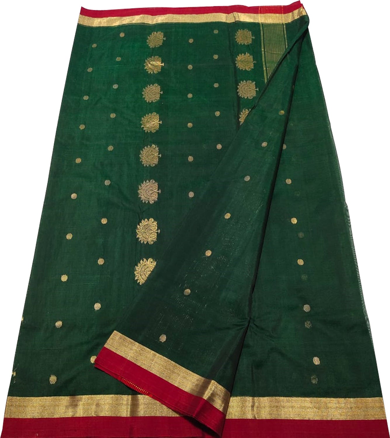 Green Chanderi Handloom Cotton Silk Saree - Luxurion World