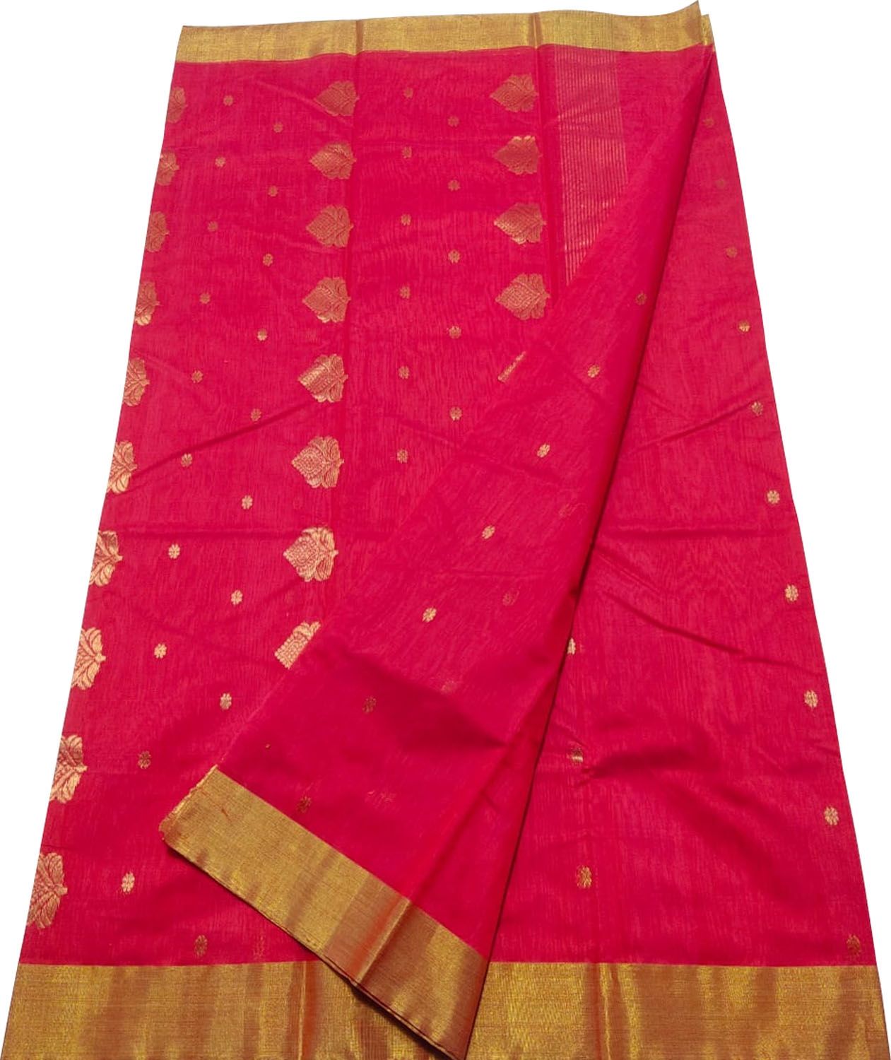 Pink Chanderi Handloom Cotton Silk Saree - Luxurion World