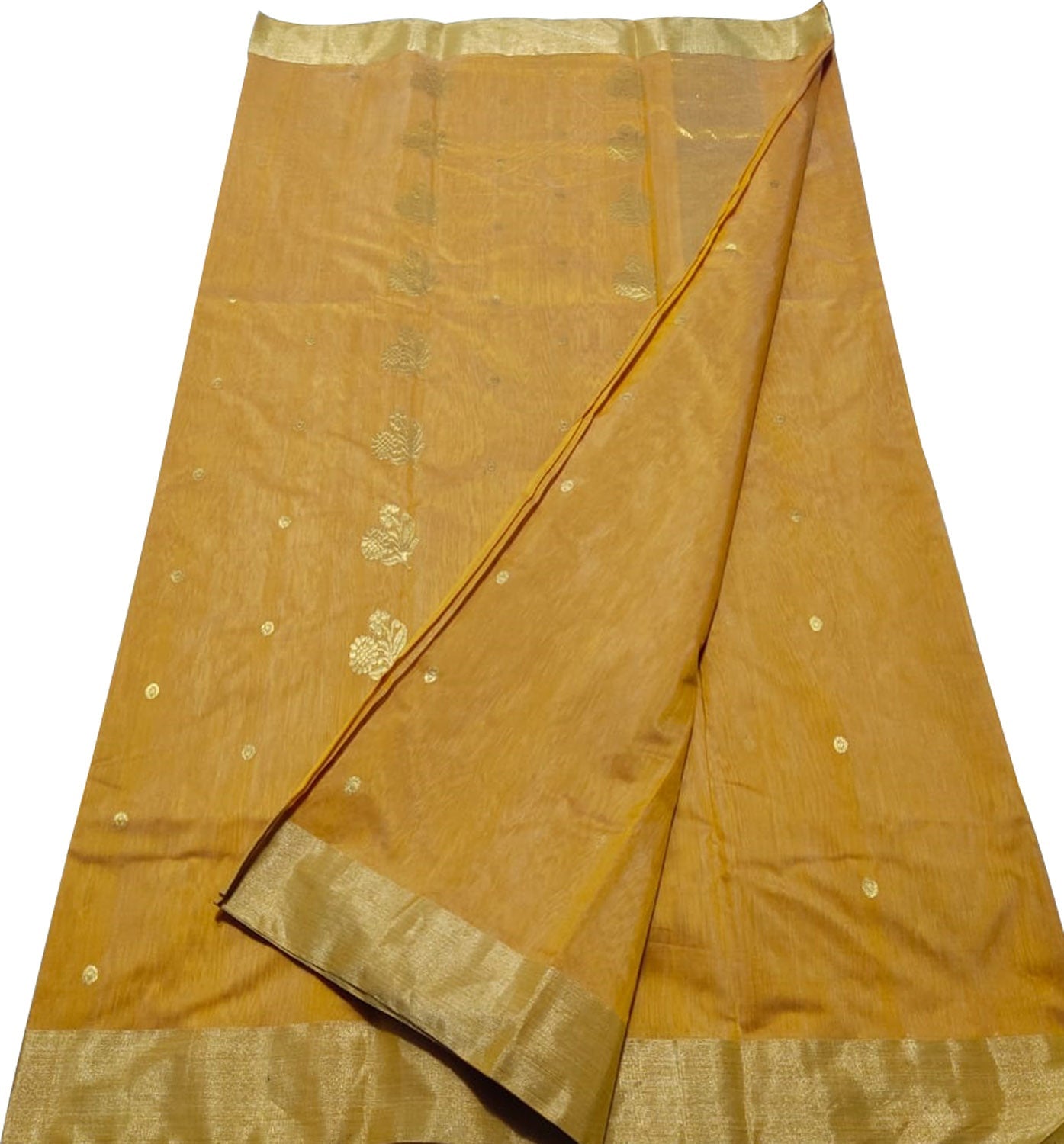 Yellow Chanderi Handloom Cotton Silk Saree - Luxurion World