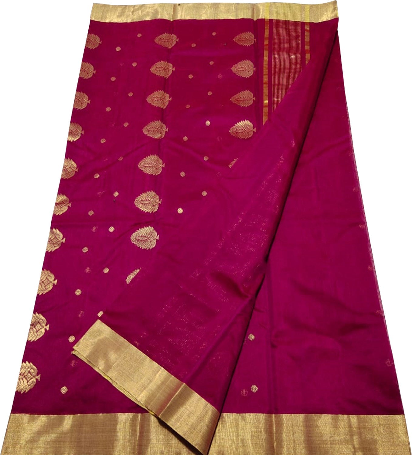 Pink Chanderi Handloom Cotton Silk Saree - Luxurion World