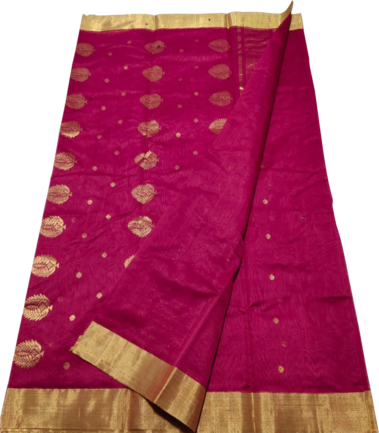 Pink Chanderi Handloom Cotton Silk Saree - Luxurion World