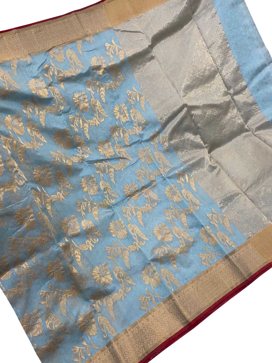 Blue Chanderi Handloom Pure Silk Saree - Luxurion World