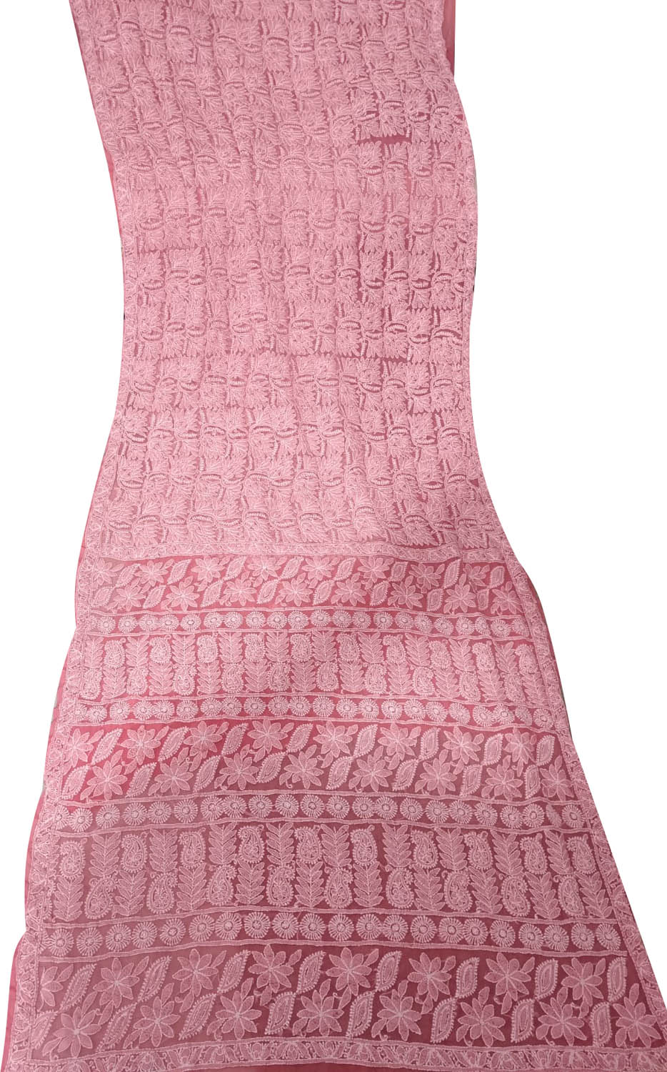 Get the Latest Pink Chikankari Georgette Saree with Hand Embroidery - Shop Now! - Luxurion World