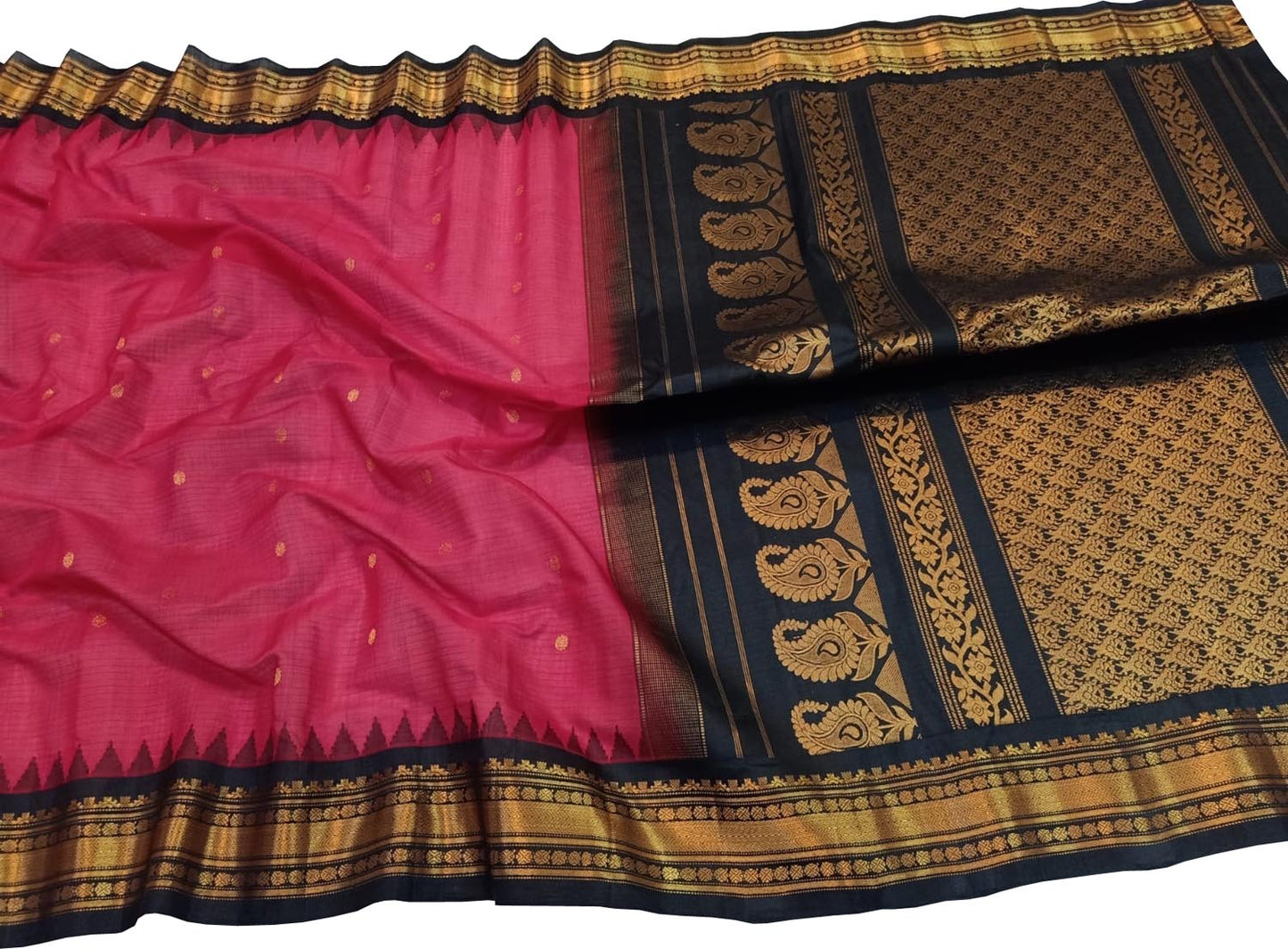 Red Gadwal Handloom Sico Saree - Luxurion World