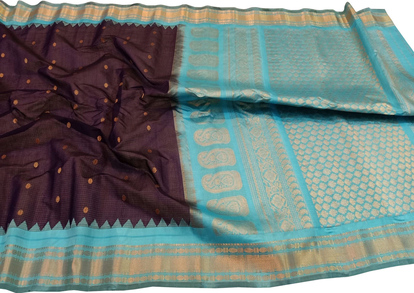 Purple Gadwal Handloom Sico Saree - Luxurion World