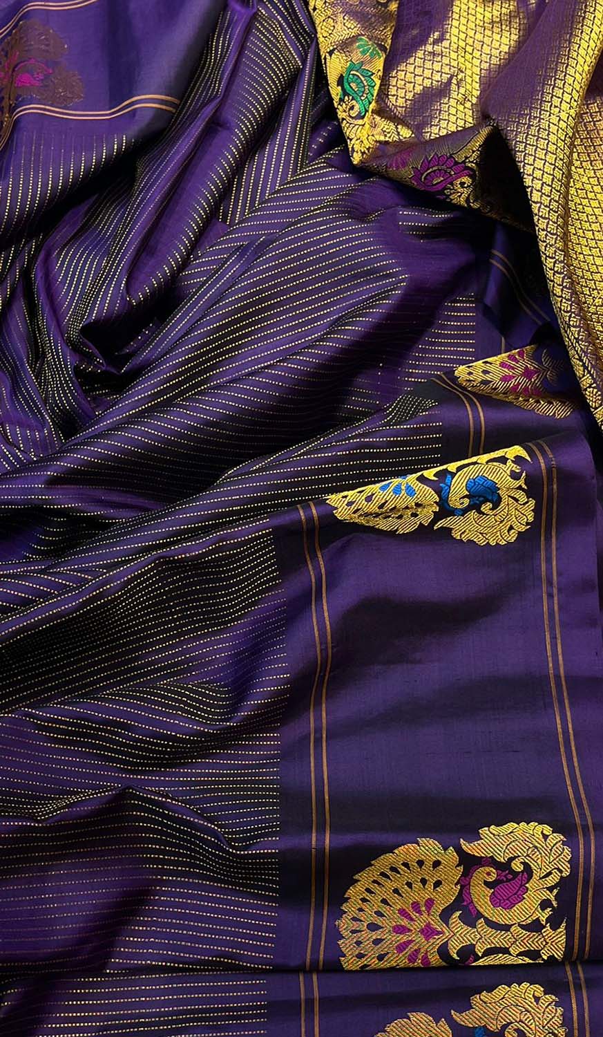 Blue Gadwal Handloom Pure Silk Saree - Luxurion World