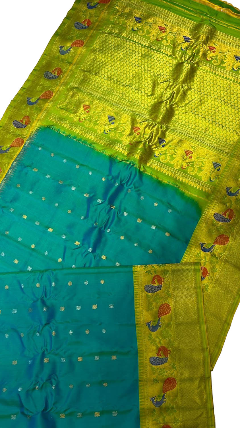 Blue Gadwal Handloom Pure Silk Saree - Luxurion World
