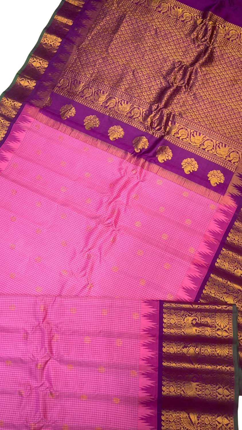 Pink Gadwal Handloom Pure Silk Saree - Luxurion World
