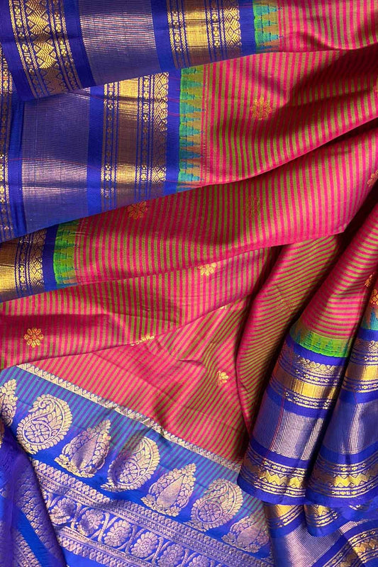 Pink Gadwal Handloom Pure Silk Saree - Luxurion World