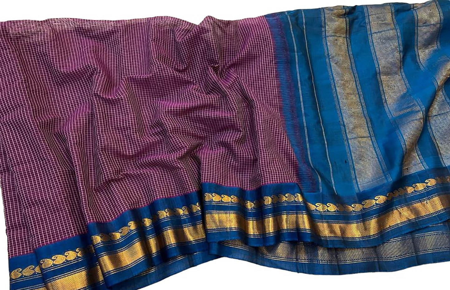 Purple Gadwal Handloom Sico Saree ( Silk Cotton ) - Luxurion World