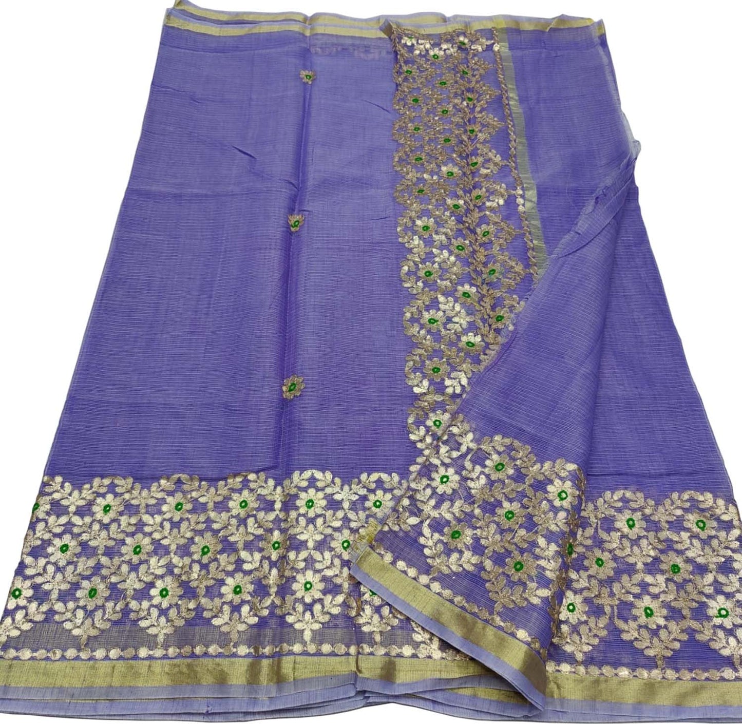 Purple Gota Patti Work Kota Doria Saree - Luxurion World