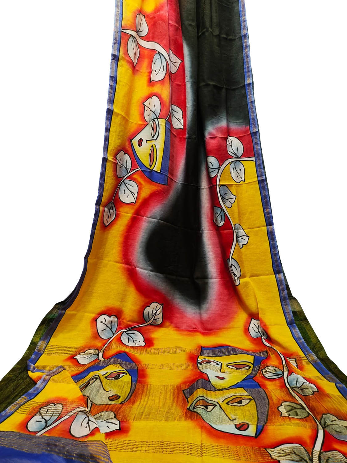 Multicolor Hand Painted Chanderi Silk Saree - Luxurion World