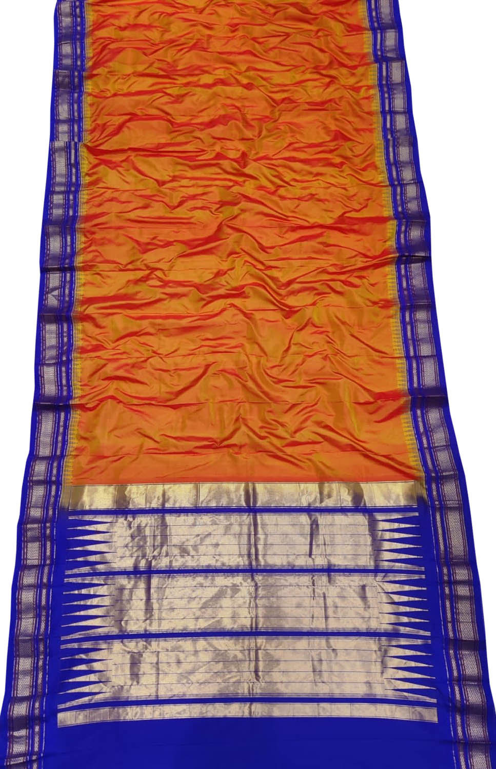 Orange Ilkal Handloom Pure Silk Saree - Luxurion World