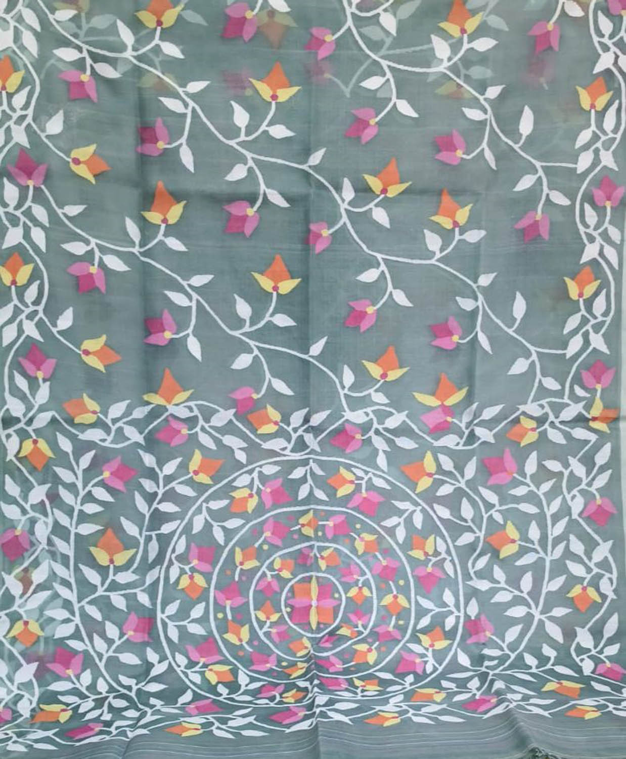 Grey Jamdani Pure Muslin Silk Saree - Luxurion World