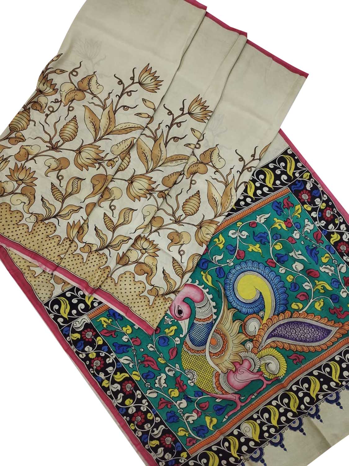 Hand-painted Pastel Kalamkari Chennur Silk Saree - Professional Ethnic Wear - Luxurion World