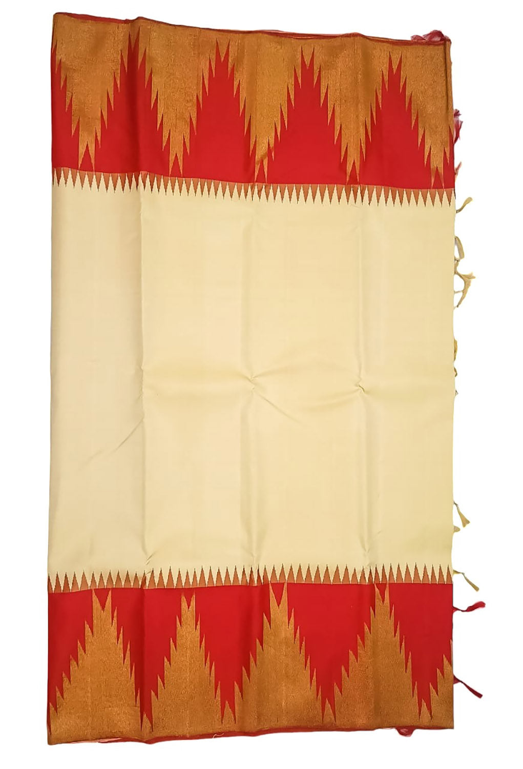 Handloom Silk Saree: Pastel & Golden Kanjeevaram - Pure Elegance - Luxurion World