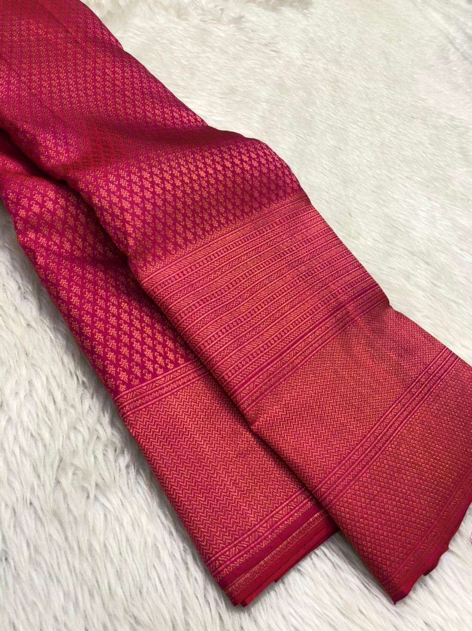 Pink Handloom Kanjeevaram Pure Silk Saree - Luxurion World